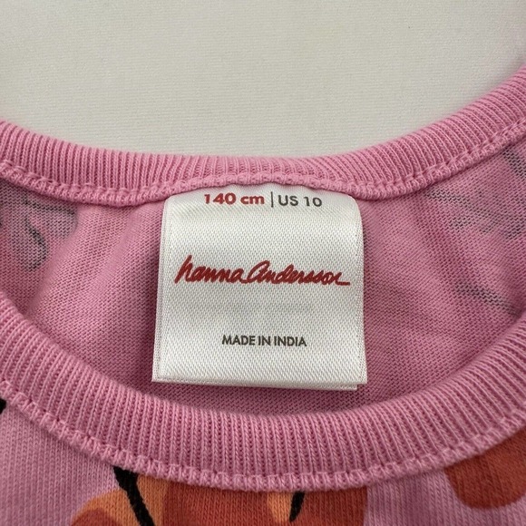 Hanna Andersson Girls Fit and Flare Dress Size 140 10 Pink Orange Floral Cotton - Picture 4 of 8